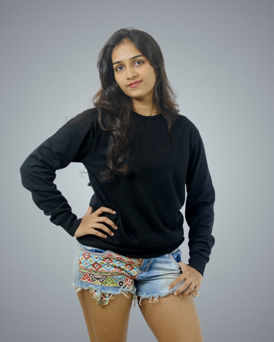 Black Regular Fit Zero Sweatshirt For Women