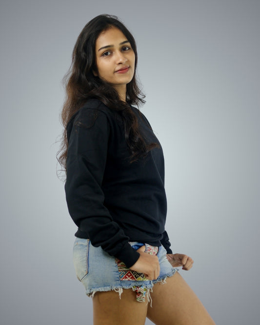 Black Regular Fit Zero Sweatshirt For Women