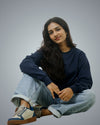 Navy Regular Fit Zero Sweatshirt For Women