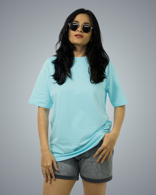 Sky Blue Oversized Fit Tshirt For Women