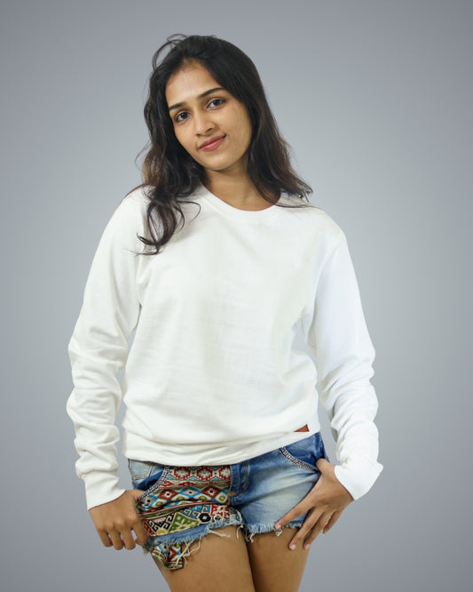White Regular Fit Zero Sweatshirt For Women