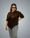 Brown Oversized Fit Tshirt For Women