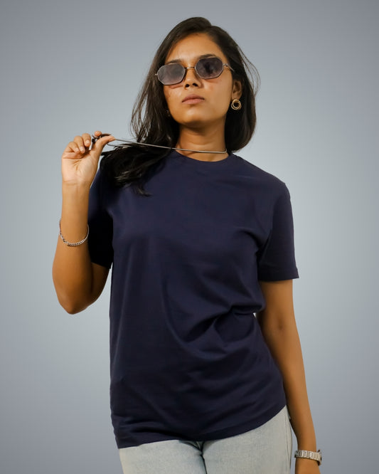 Navy Blue Regular Fit Tshirt For Women