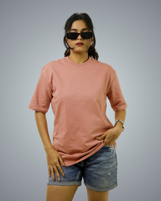 Peach Oversized Fit Tshirt For Women