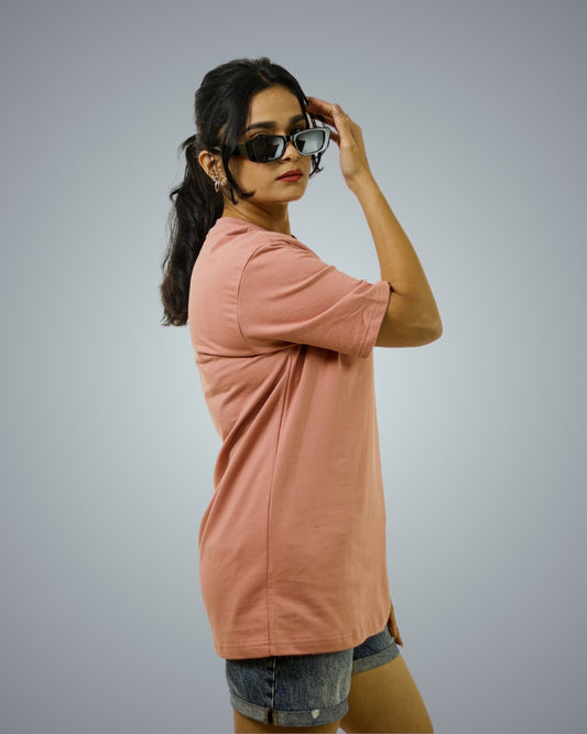 Peach Oversized Fit Tshirt For Women
