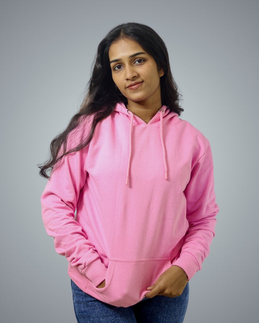 Pink Regular Fit Zero Hoodie For Women