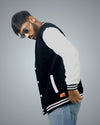 Black Regular Fit Zero Varsity Jacket For Men
