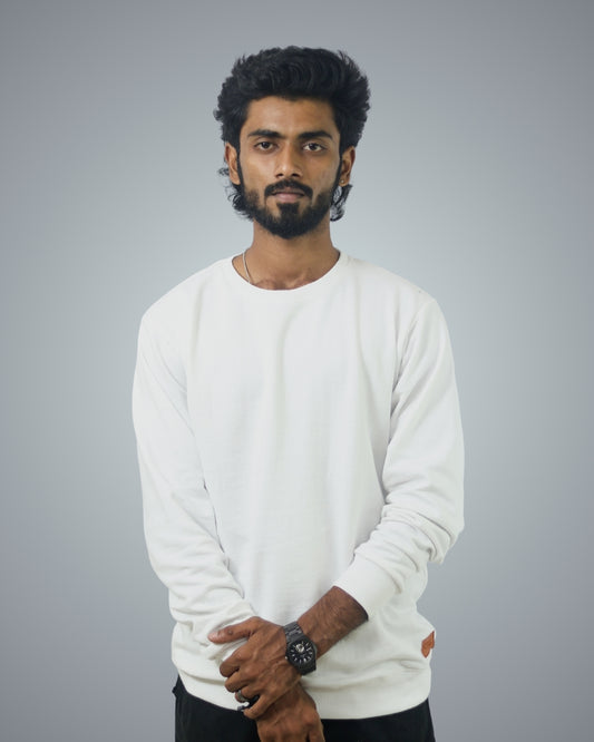 White Regular Fit Zero Sweatshirt For Men