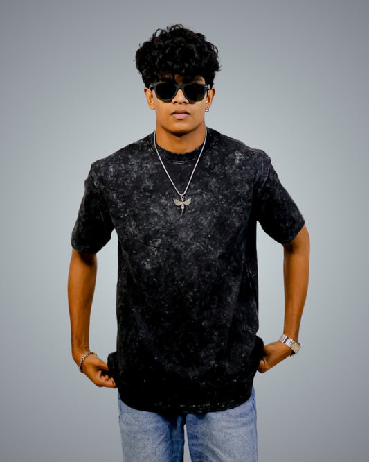 Acid Black Oversized Fit Tshirt For Men