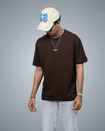Brown Oversized Fit Tshirt For Men