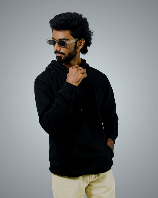 Black Regular Fit Zero Hoodie For Men
