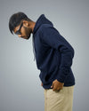 Navy Regular Fit Zero Hoodie For Men