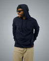 Navy Regular Fit Zero Hoodie For Men