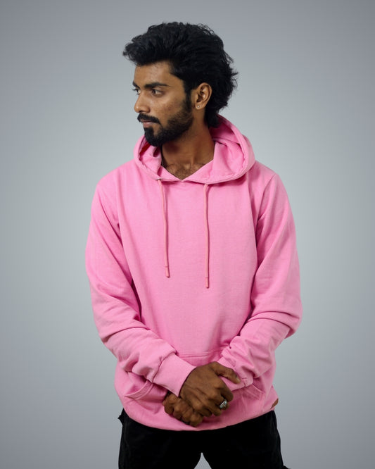 Pink Regular Fit Zero Hoodie For Men