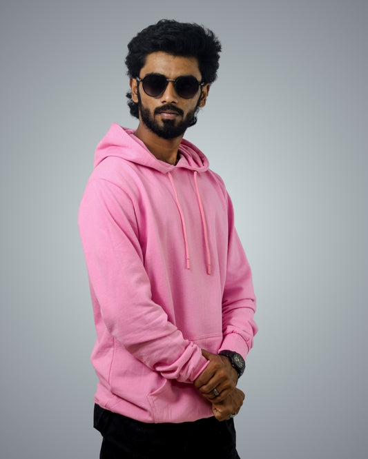 Pink Regular Fit Zero Hoodie For Men