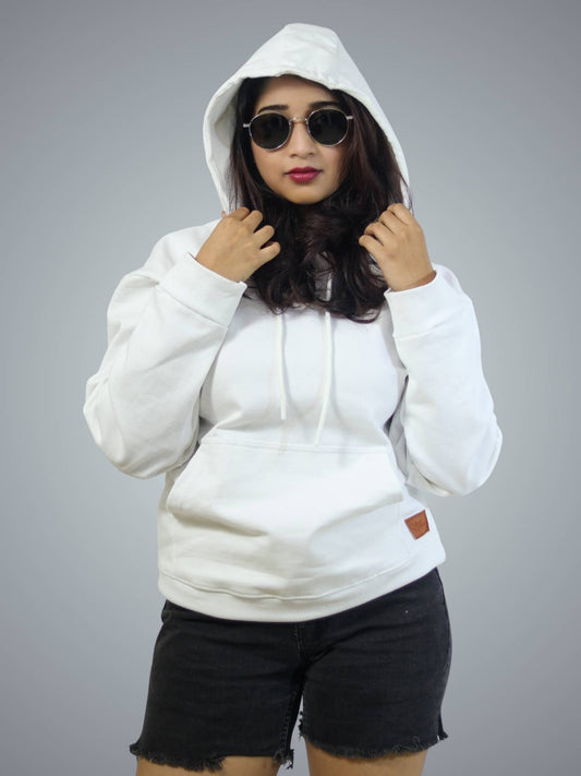 White Oversized Heavy Hoodie For Women