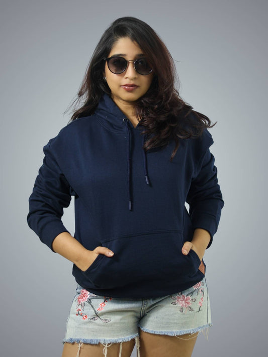 Navy Blue Oversized Heavy Hoodie For Women