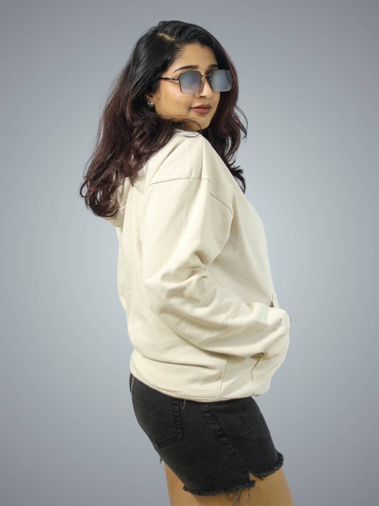 Off White Oversized Heavy Hoodie For Women