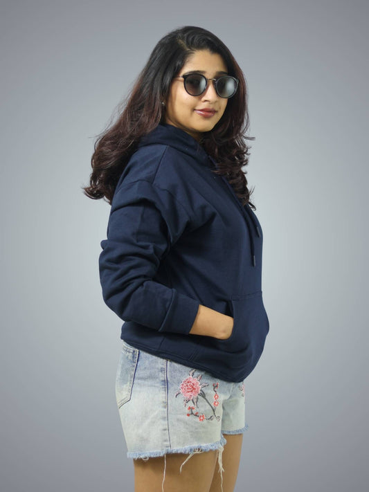 Navy Blue Oversized Heavy Hoodie For Women