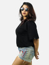 Black Boxy Fit T-Shirt For Women