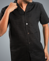 Black Double Cloth Oversized Shirt