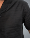 Black Double Cloth Oversized Shirt