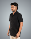 Black Double Cloth Oversized Shirt