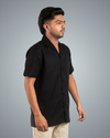 Black Double Cloth Oversized Shirt