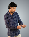 Blue Dotted Checks Regular Fit Shirt