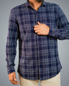 Blue Dotted Checks Regular Fit Shirt