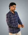 Blue Dotted Checks Regular Fit Shirt