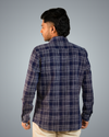 Blue Dotted Checks Regular Fit Shirt