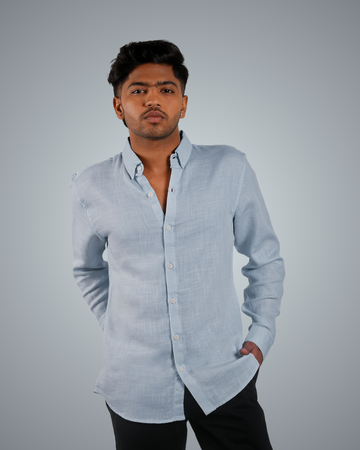 Sky Blue Linen Regular Fit Shirt