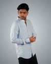 Sky Blue Linen Regular Fit Shirt