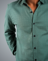 Bottle Green Structured Regular Fit Shirt