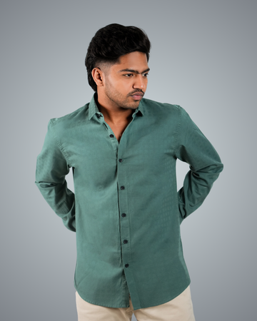 Bottle Green Structured Regular Fit Shirt