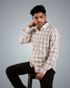 Coffee White Checks Regular Fit Shirt