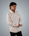 Coffee White Checks Regular Fit Shirt