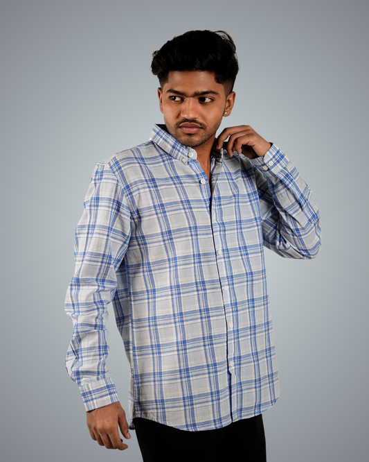 Evergreen Blue Checks Regular Fit Shirt