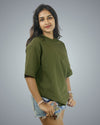 Army Green Oversized Fit Tshirt For Women