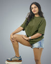 Army Green Oversized Fit Tshirt For Women