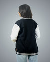 Black Regular Fit Zero Varsity Jacket For Women