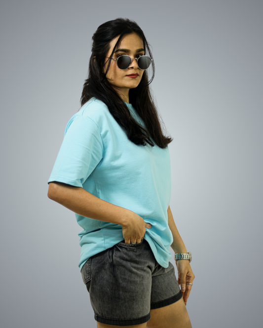 Sky Blue Oversized Fit Tshirt For Women