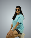 Sky Blue Oversized Fit Tshirt For Women