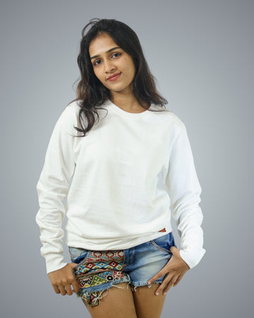 White Regular Fit Zero Sweatshirt For Women