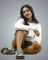 White Regular Fit Zero Sweatshirt For Women