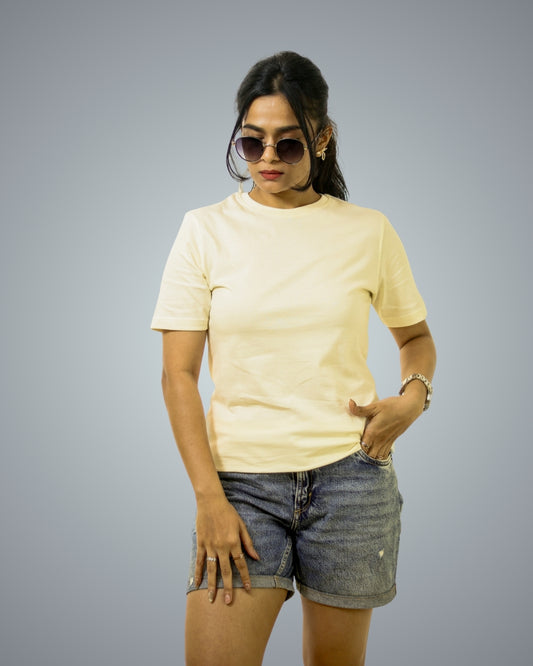 Off White Regular Fit T-Shirt For Women