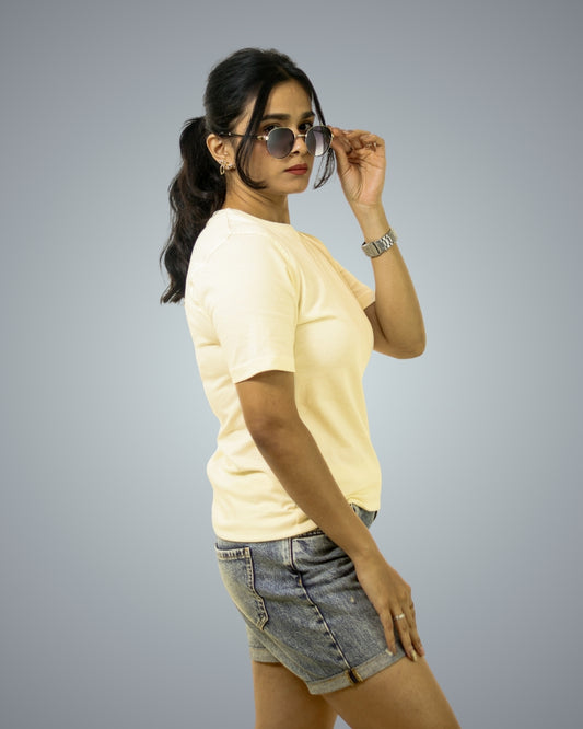 Off White Regular Fit T-Shirt For Women