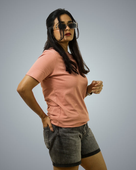 Peach Regular Fit T-Shirt For Women