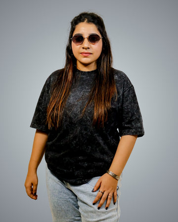 Acid Black Oversized Fit Tshirt For Women